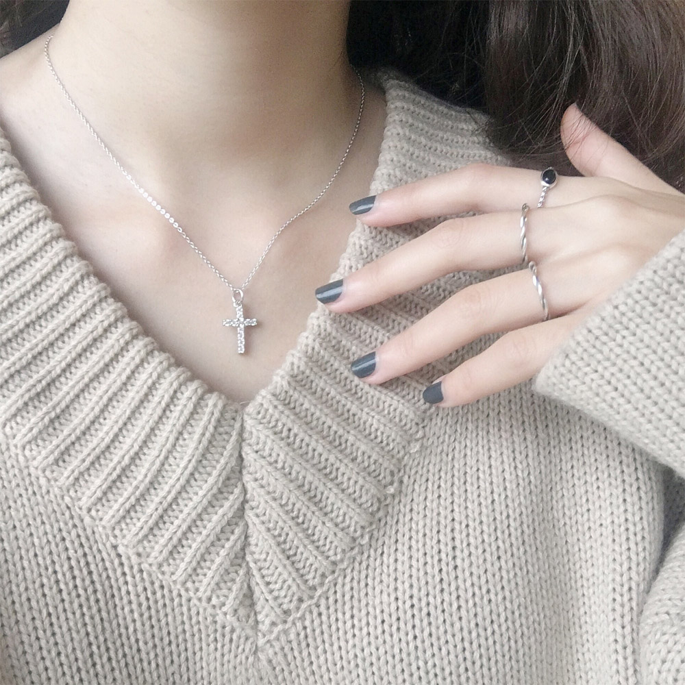 C024十字架锆石项链