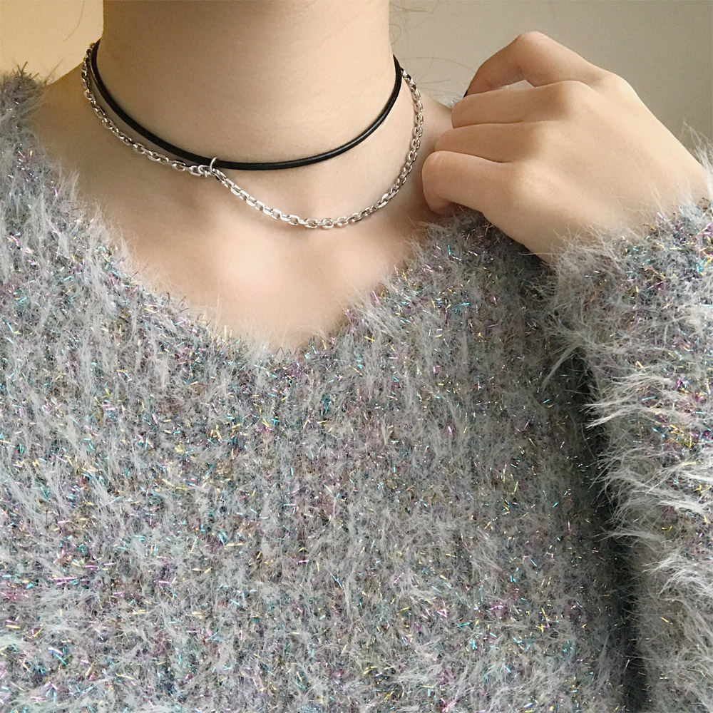 C030真皮链条项链