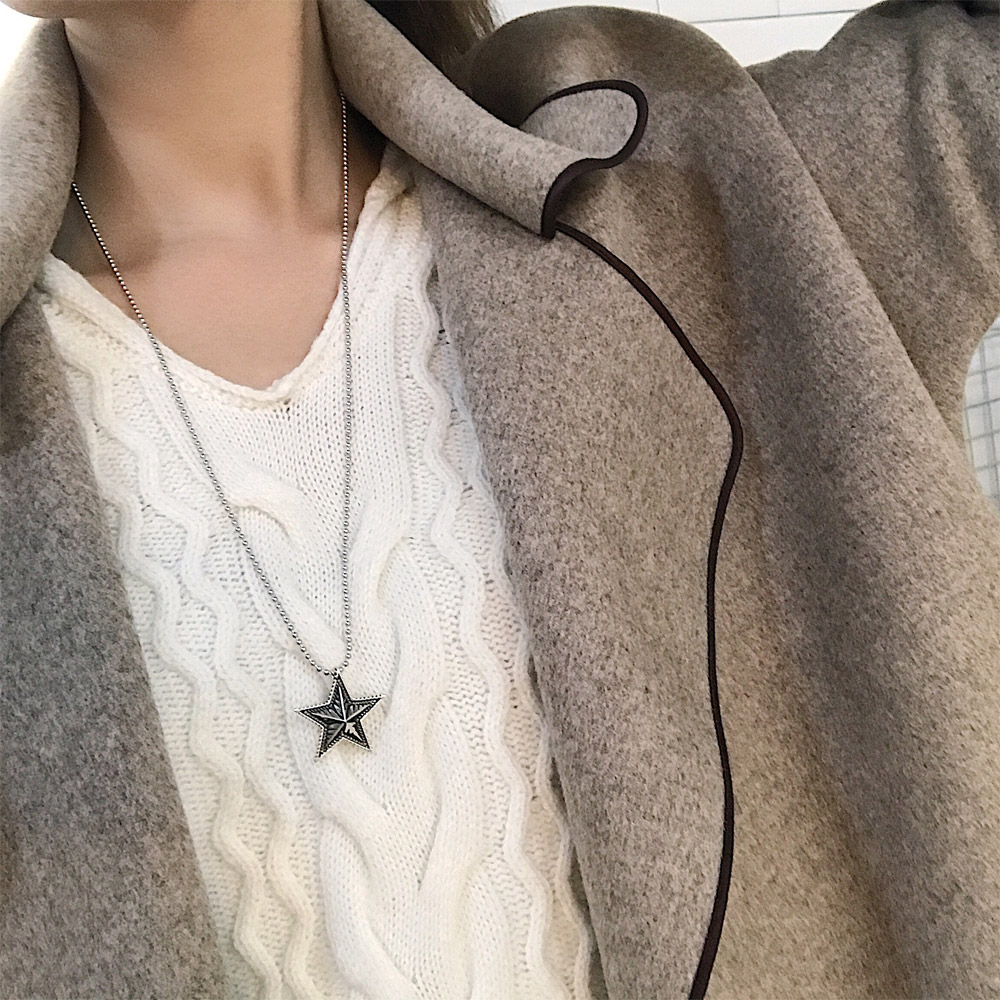 C033复古做旧星星项链