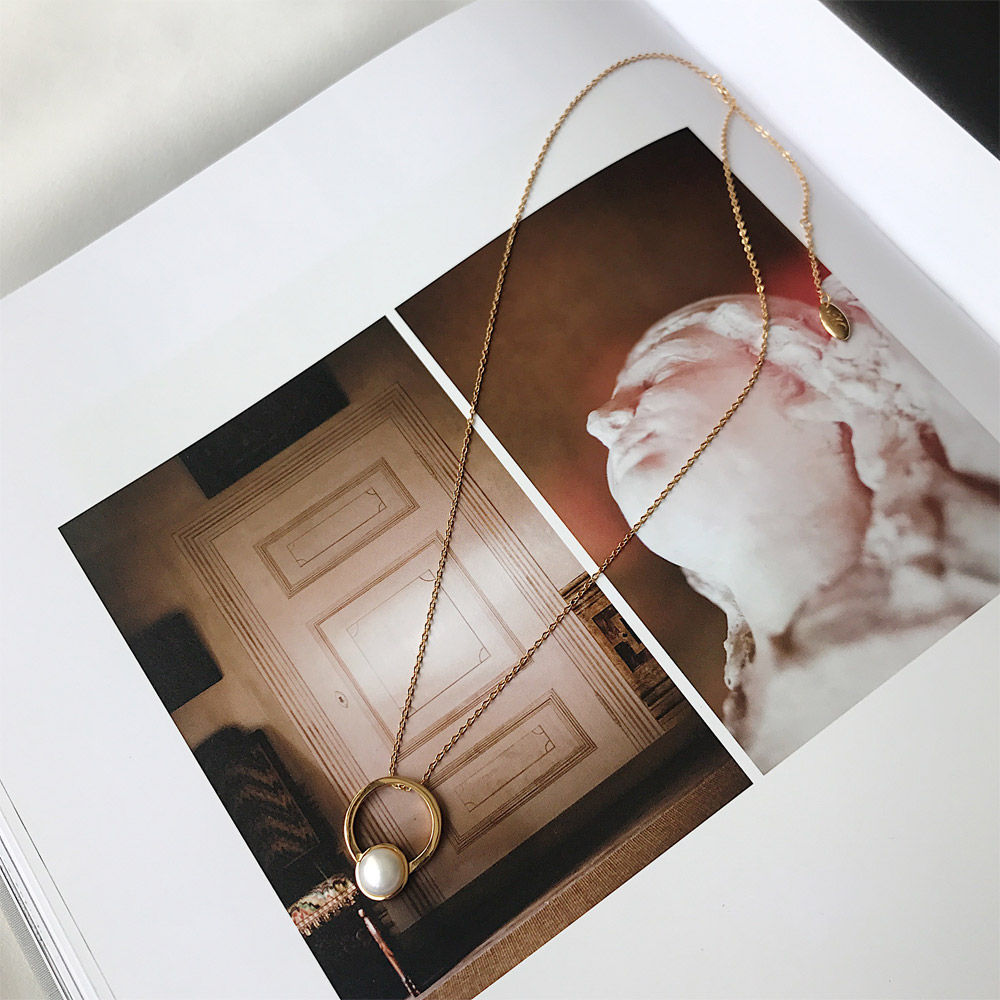 C039天然珍珠银镀金项链