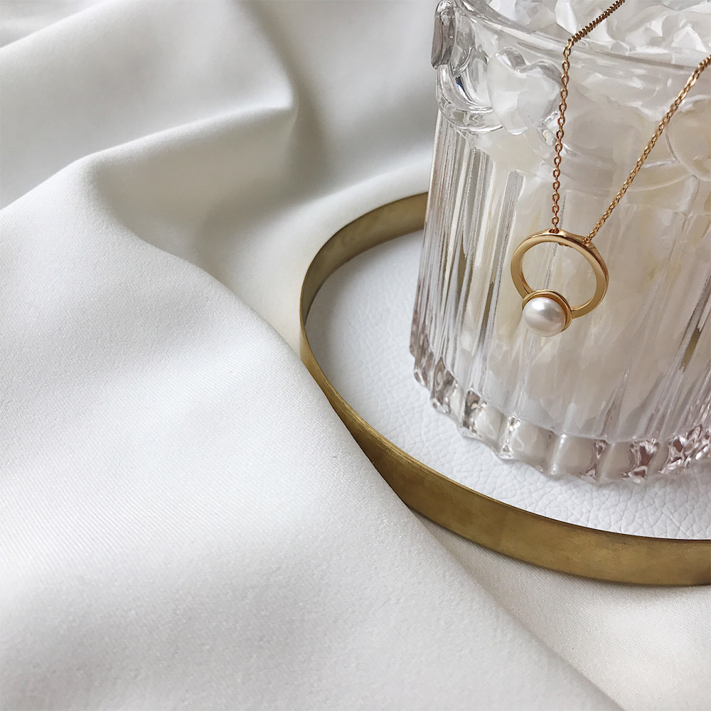 C039天然珍珠银镀金项链