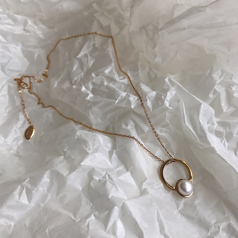 C039天然珍珠银镀金项链