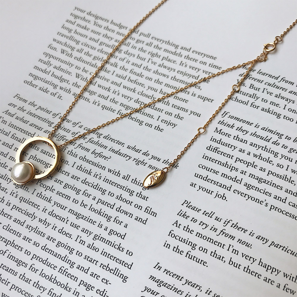 C039天然珍珠银镀金项链