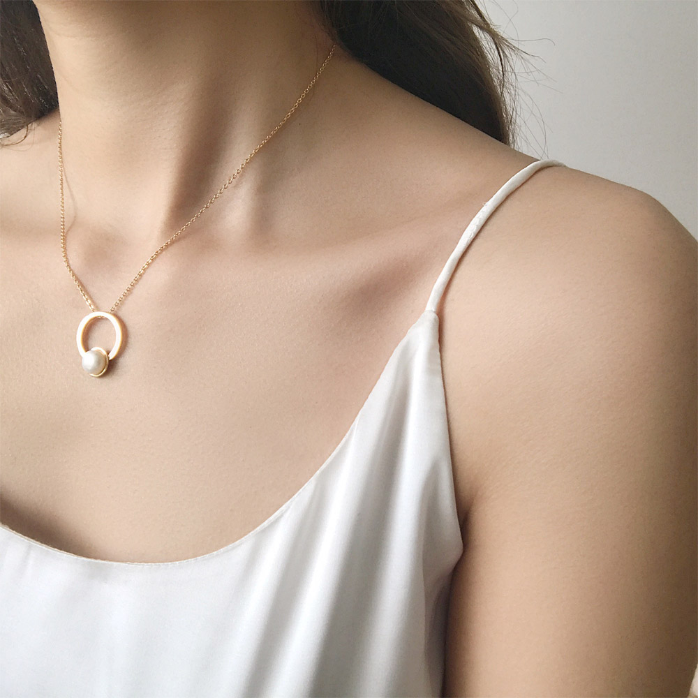 C039天然珍珠银镀金项链