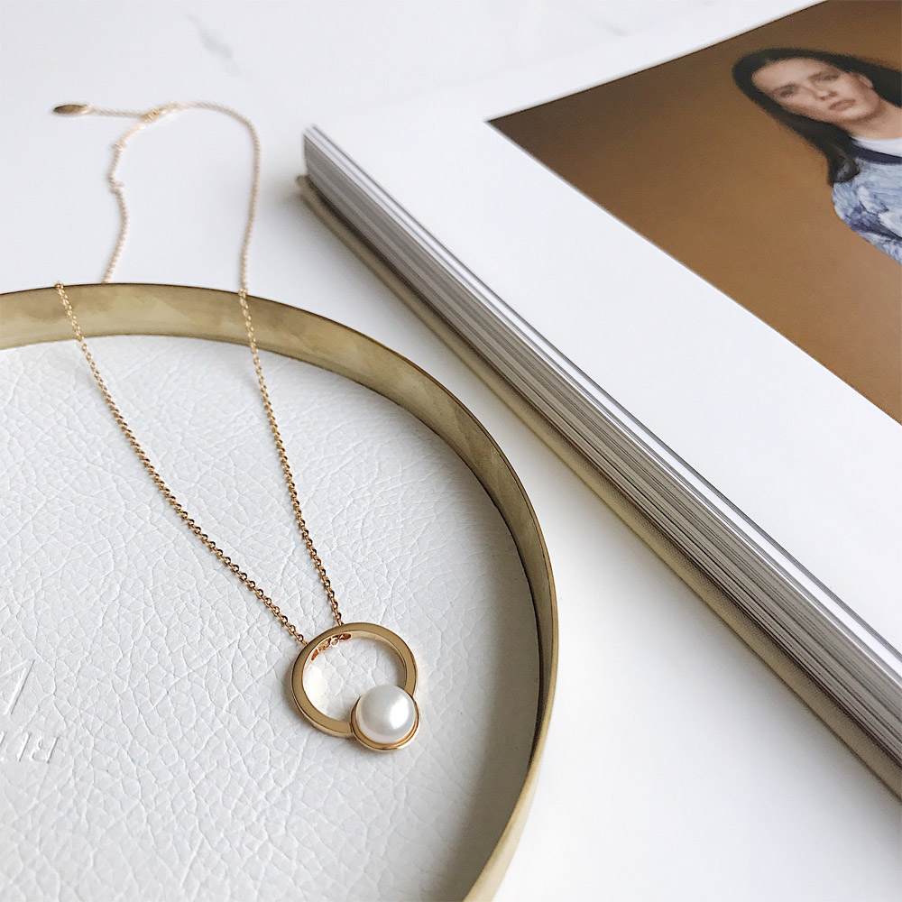 C039天然珍珠银镀金项链