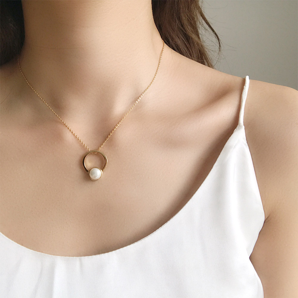 C039天然珍珠银镀金项链