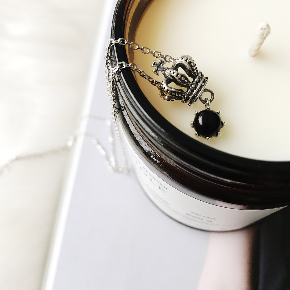 C042黑玛瑙皇冠项链