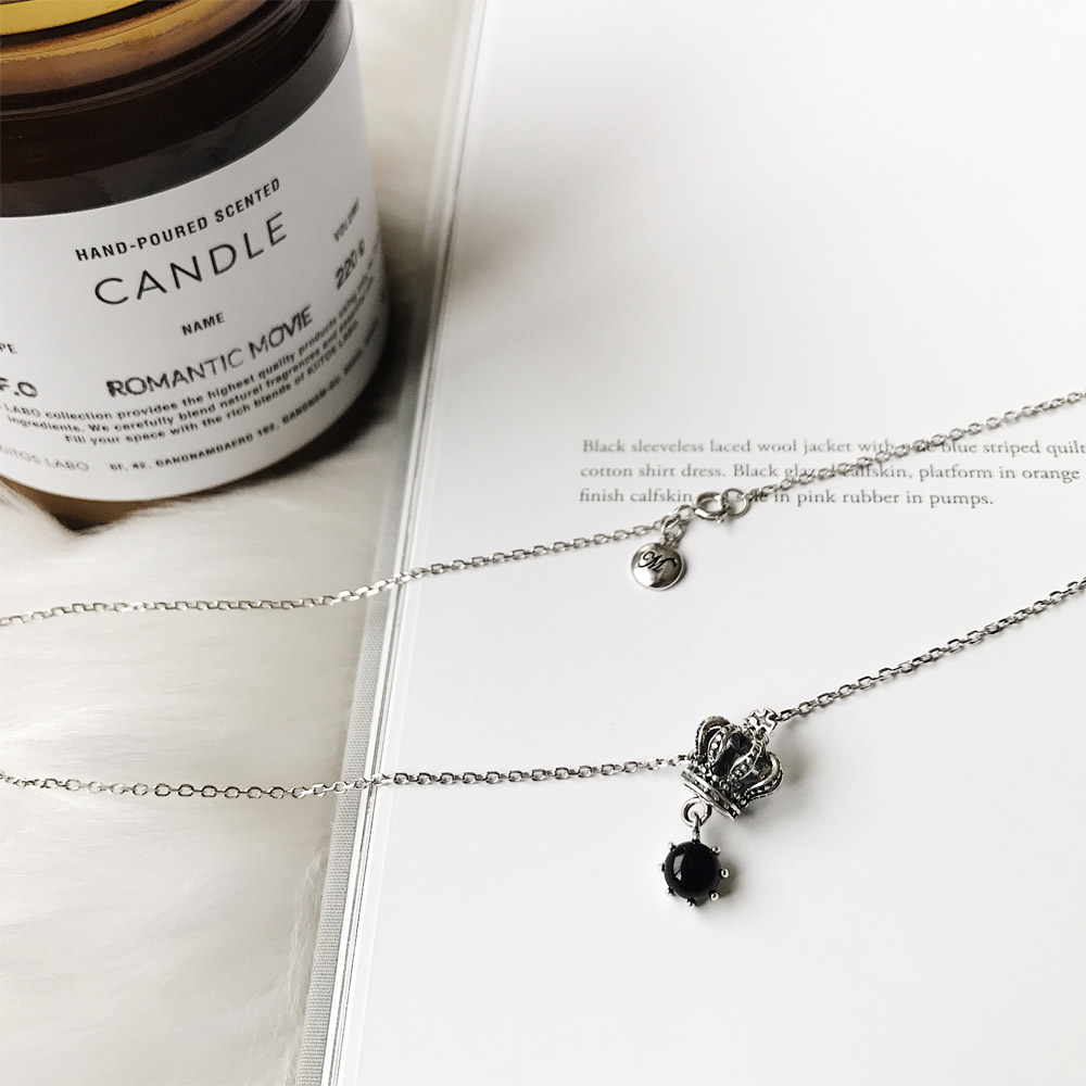 C042黑玛瑙皇冠项链