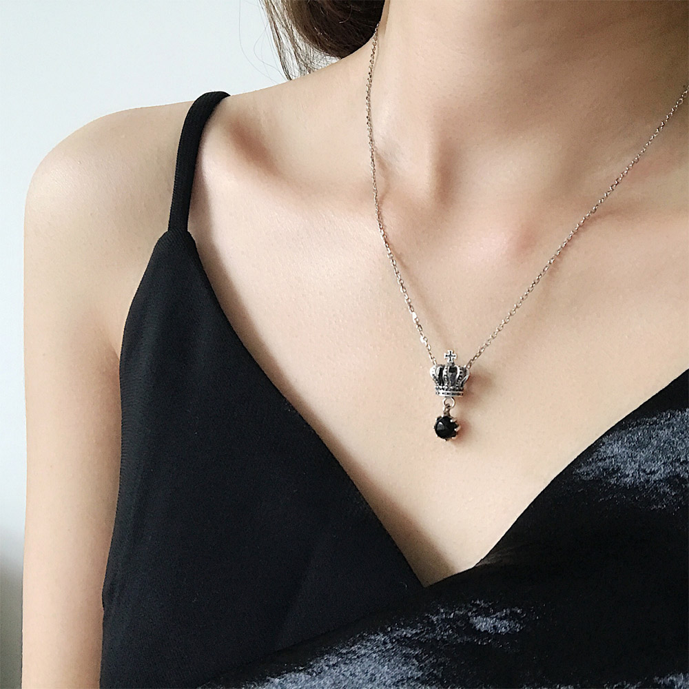 C042黑玛瑙皇冠项链