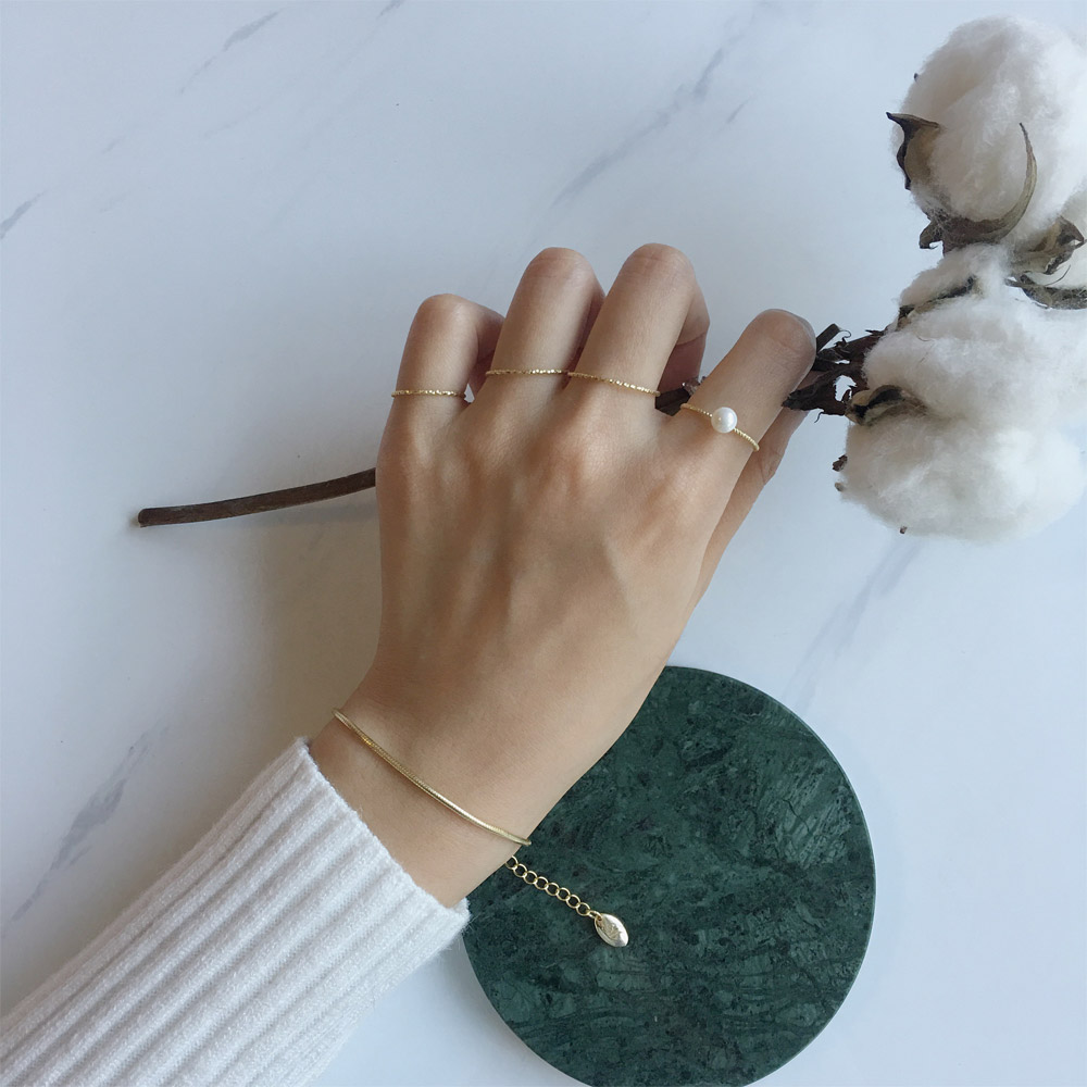 A024_A025_B005金单圈戒指_珍珠金单圈戒指_金蛇骨手链