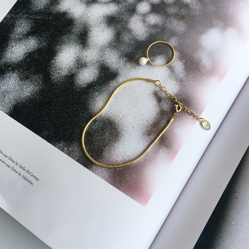 A024_A025_B005金单圈戒指_珍珠金单圈戒指_金蛇骨手链