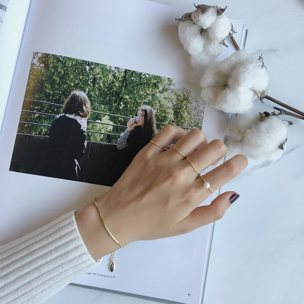 A024_A025_B005金单圈戒指_珍珠金单圈戒指_金蛇骨手链