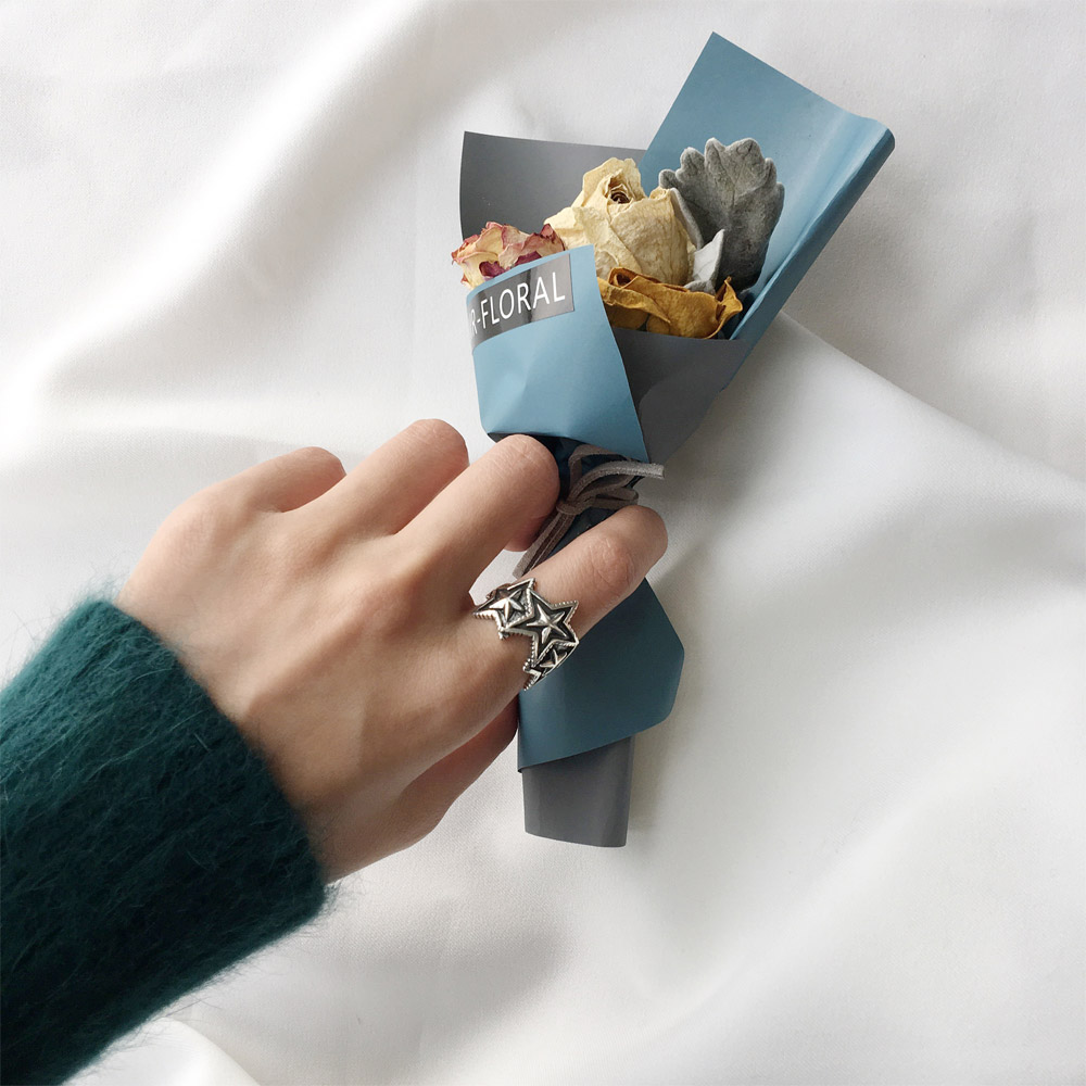 A024复古做旧星星戒指