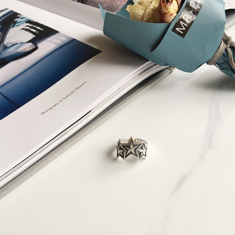 A024复古做旧星星戒指