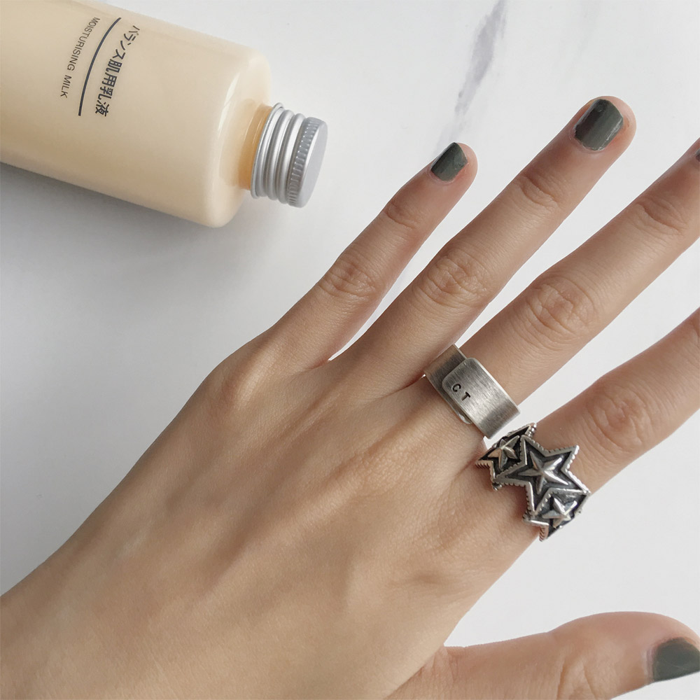 A024复古做旧星星戒指