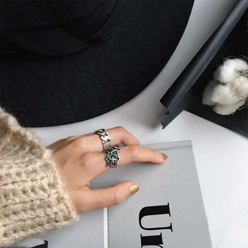 A024复古做旧星星戒指