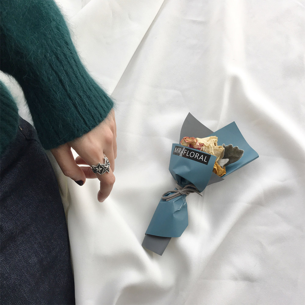 A024复古做旧星星戒指