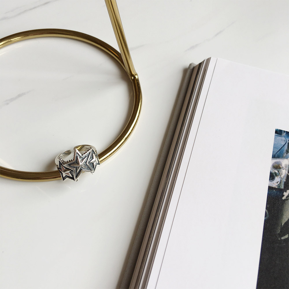 A024复古做旧星星戒指