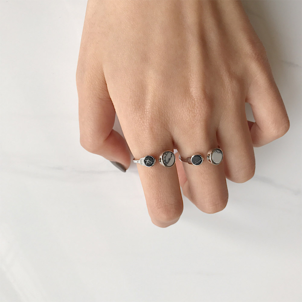 A038黑白松石戒指