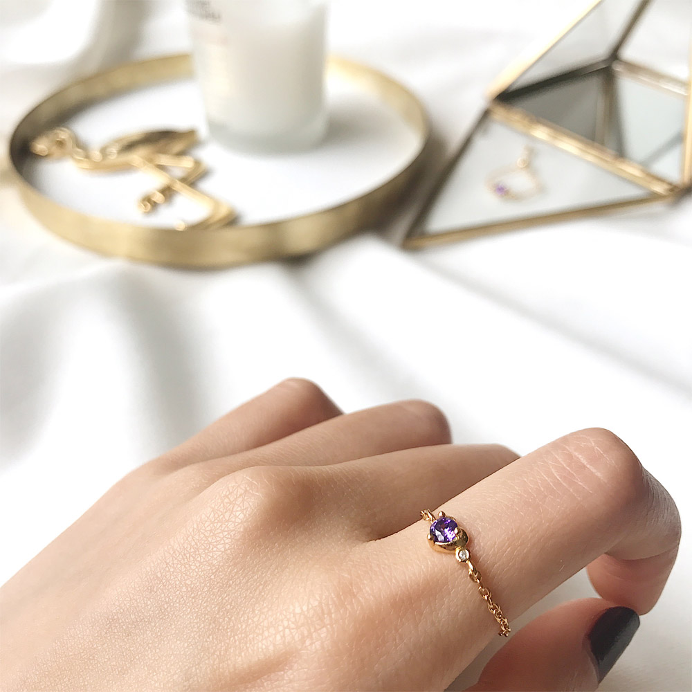 A047紫色爱心戒指
