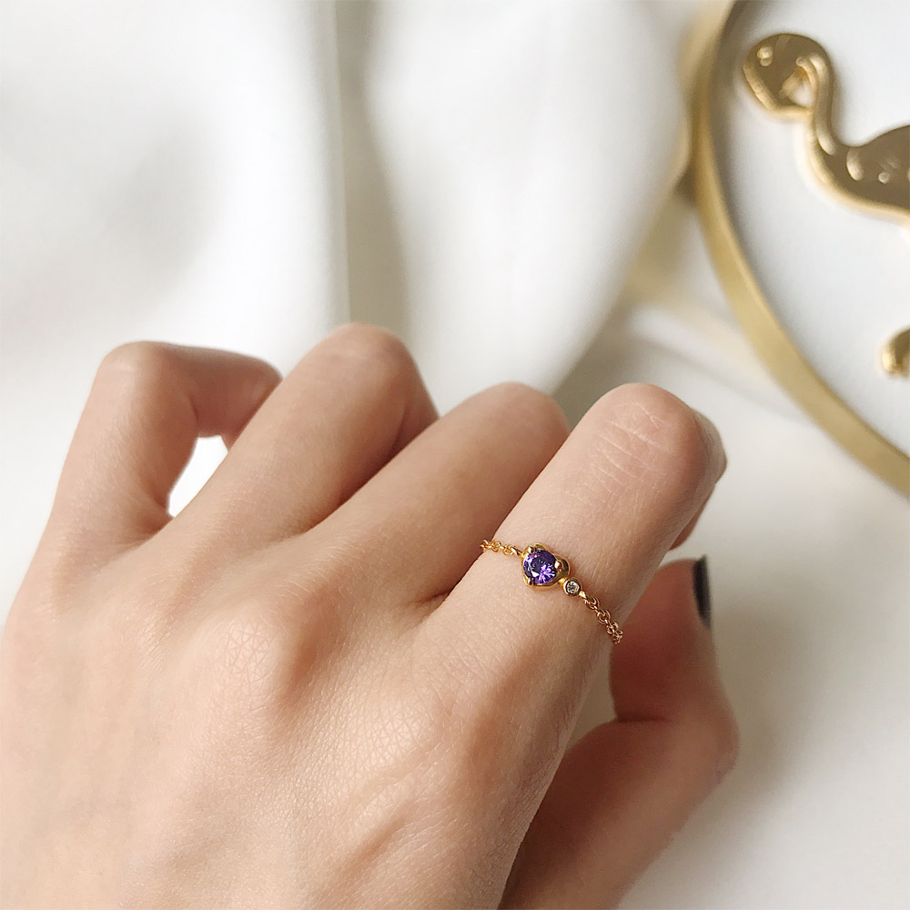 A047紫色爱心戒指