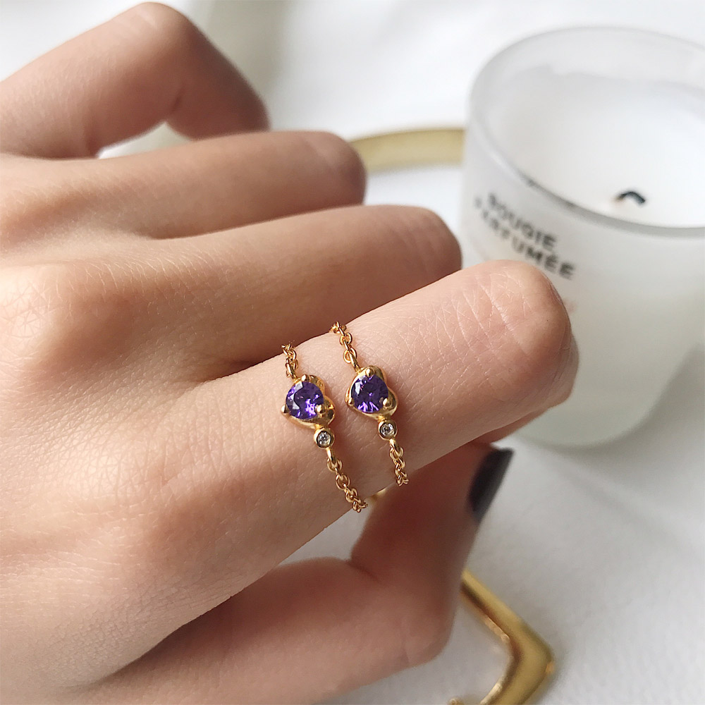 A047紫色爱心戒指