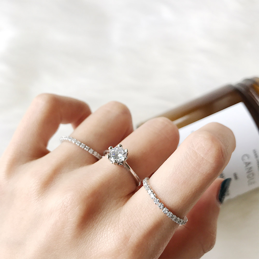 A052六爪锆石镶嵌戒指