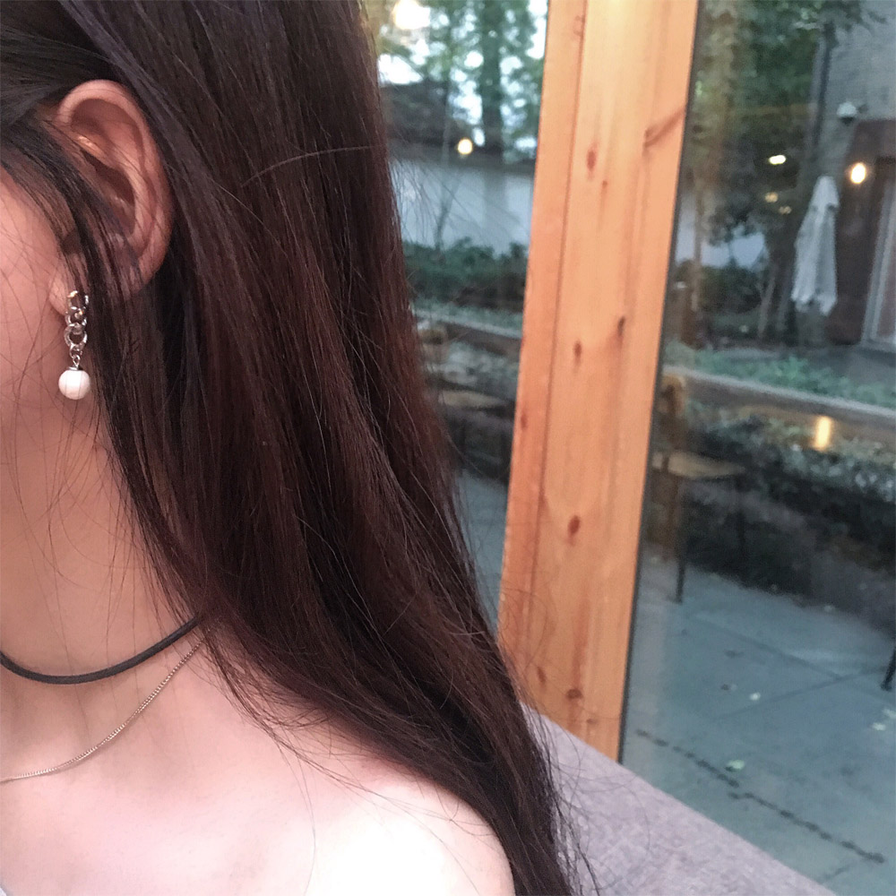 E010链条贝珠耳钉