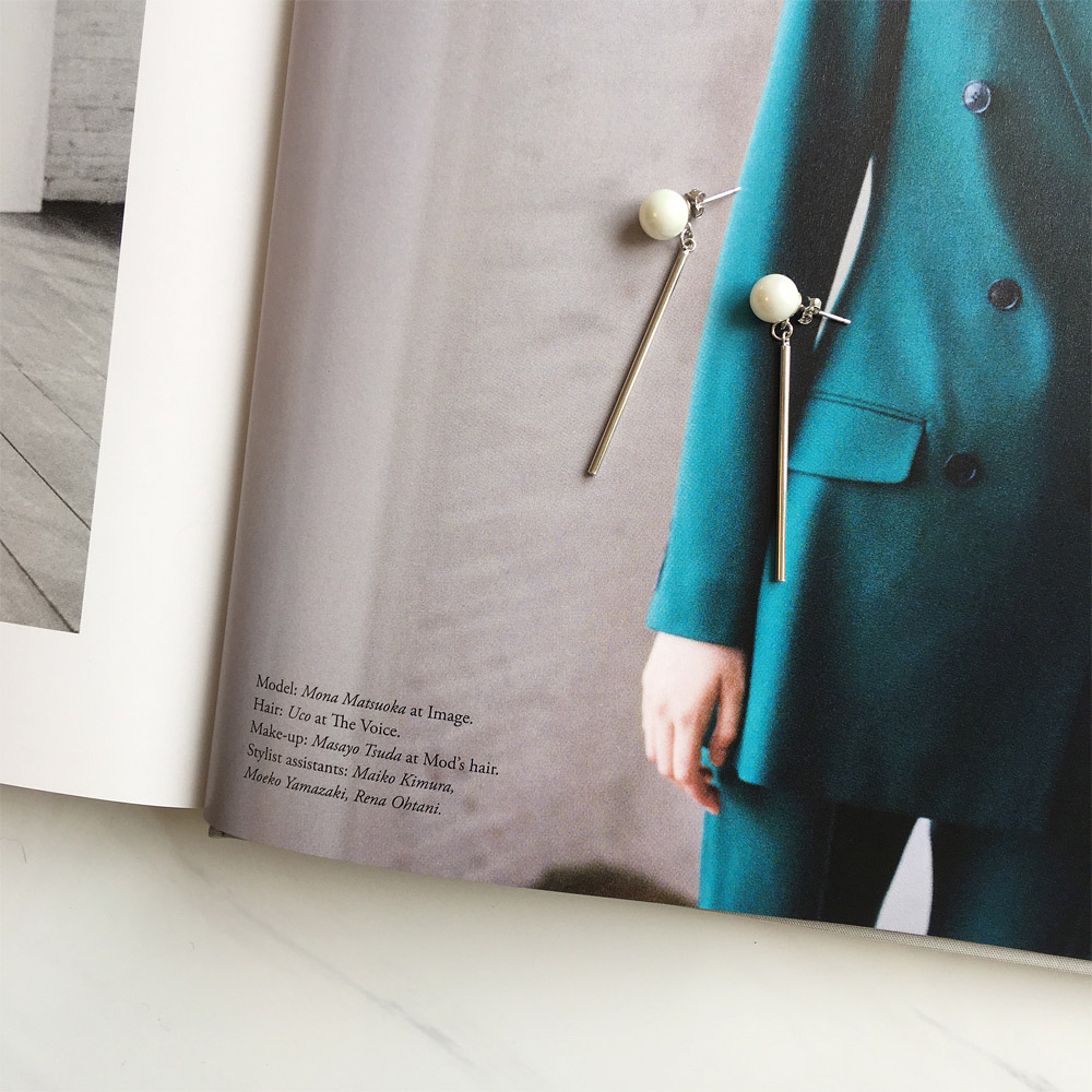 E012一字贝珠耳钉