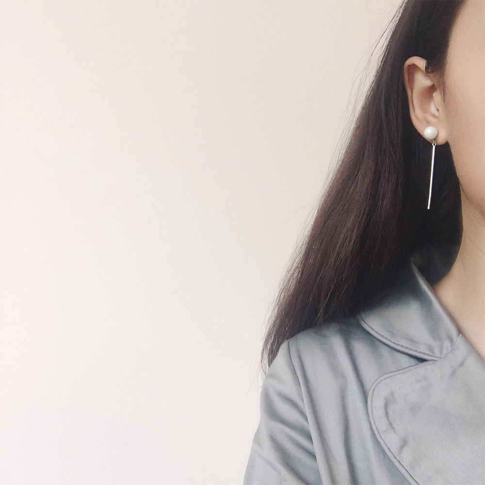 E012一字贝珠耳钉