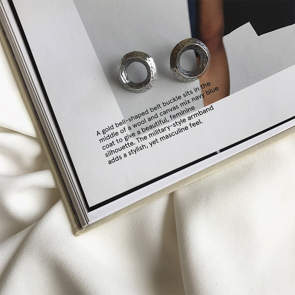 E024复古做旧圆圈耳钉