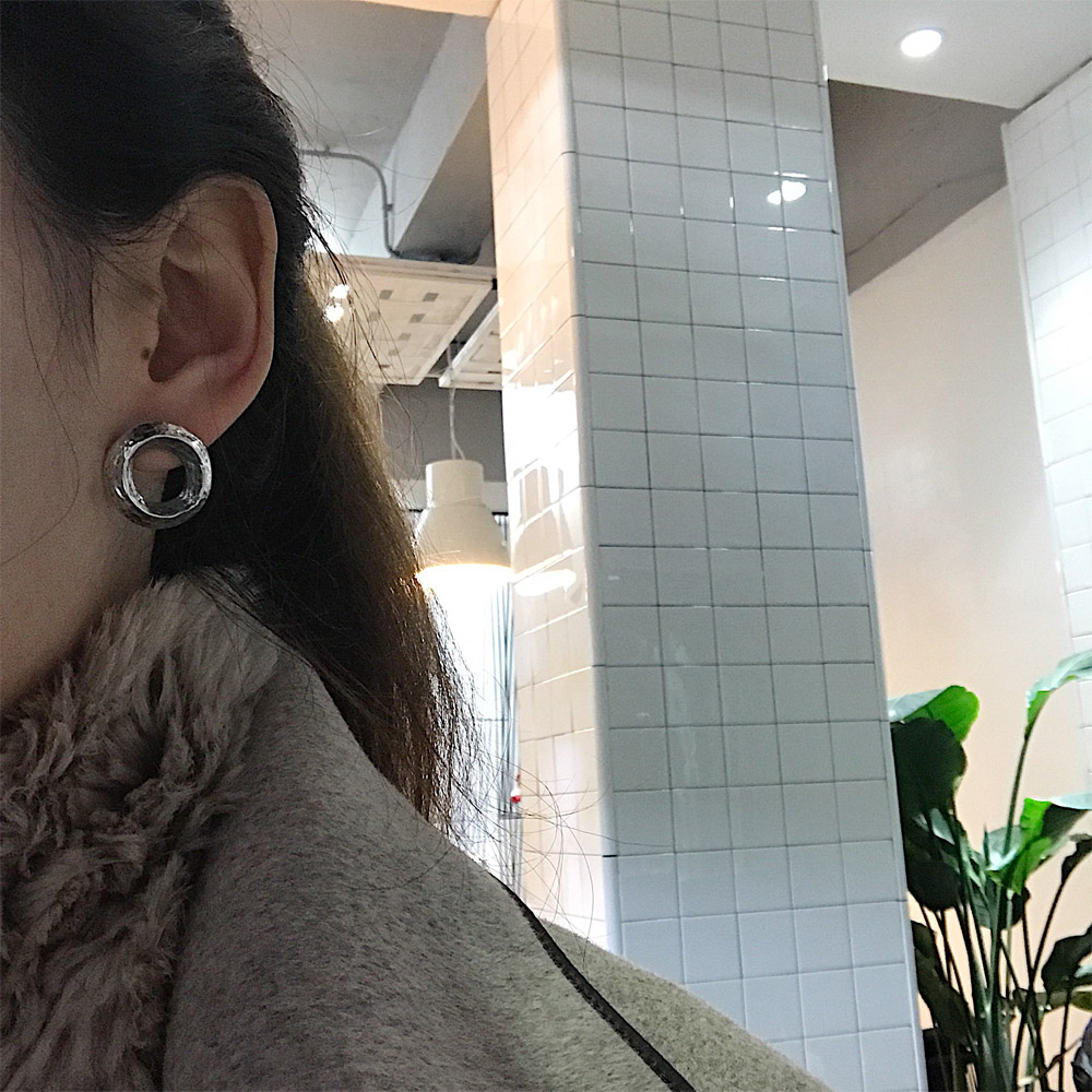 E024复古做旧圆圈耳钉