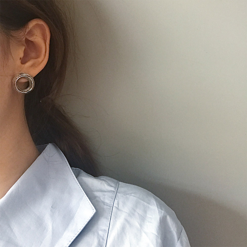 E024复古做旧圆圈耳钉