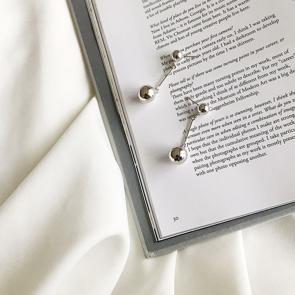 E027大小银珠耳钉